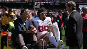 San Francisco 49ers tight end Jake Tonges is facing an unusual situation after his season came