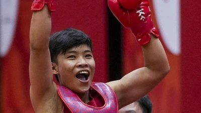 Roshibina Devi Naorem became the first Wushu player from India to victory a hat-trick of Asiad